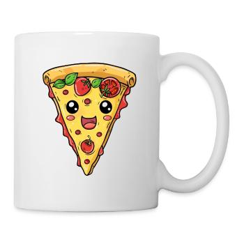 LUSTIGES PIZZA GESICHT FAST FOOD LOVER - Tasse - Weiß - Rechts
