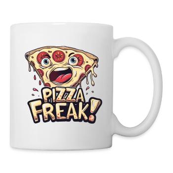 PIZZA FREAK FAST FOOD LOVER LUSTIGES GESICHT - Tasse - Weiß - Rechts
