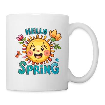 Bonjour le printemps Bonjour les fleurs de soleil de printemps - Mug blanc - blanc - Droite