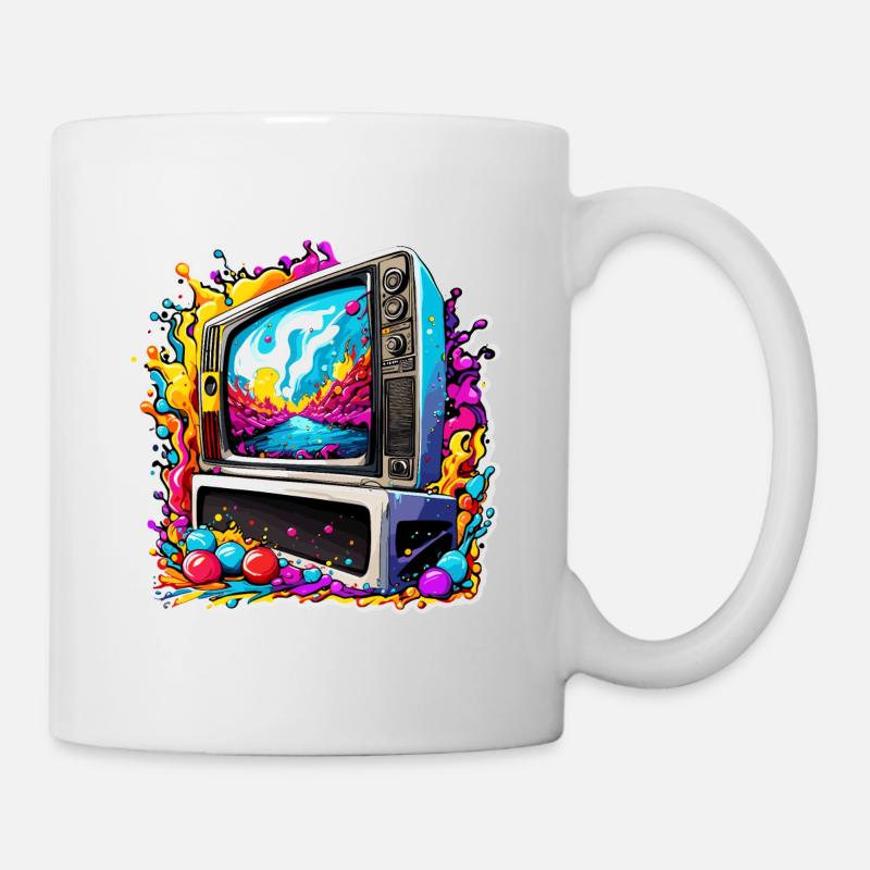 TV / Fernseher / Analog / Röhrenfernseher / Retro - Tasse - Weiß