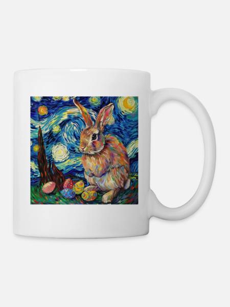 Osterhase, Ostern, Hase, frohe ostern, ostereier - Tasse - Weiß