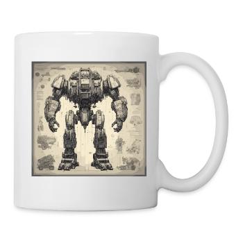 Blueprint / Sepia / Vintage / Retro / Robot - Mug - white - Right