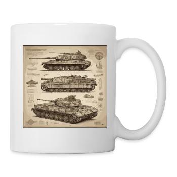 Blueprint / Sepia / Vintage / Retro / Robot - Mug - white - Right