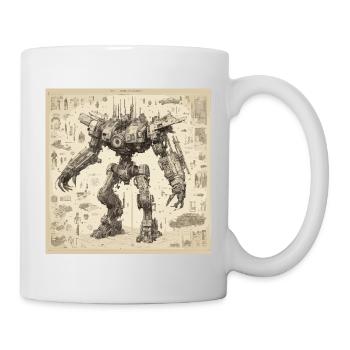 Blueprint / Sepia / Vintage / Retro / Robot - Mug - white - Right