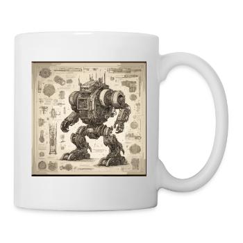 Blueprint / Sepia / Vintage / Retro / Robot - Mug - white - Right