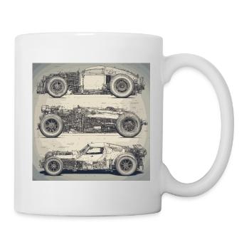 Blueprint / Sepia / Vintage / Retro / Robot - Mug - white - Right