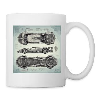 Blueprint / Sepia / Vintage / Retro / Robot - Mug - white - Right