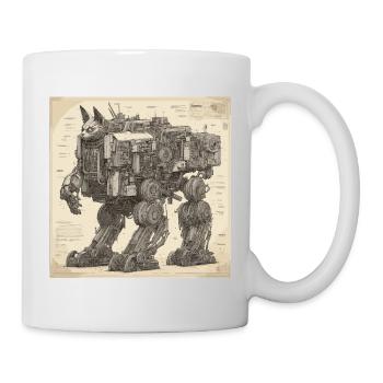 Blueprint / Sepia / Vintage / Retro / Robot - Mug - white - Right