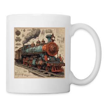 Blueprint / Sepia / Vintage / Retro / Robot - Mug - white - Right