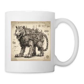 Blueprint / Sepia / Vintage / Retro / Robot - Mug - white - Right