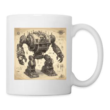 Blueprint / Sepia / Vintage / Retro / Robot - Mug - white - Right