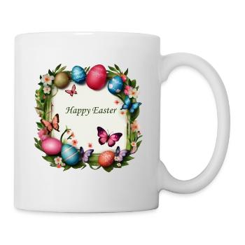 Couronne de Pâques - Joyeuses Pâques - Mug blanc - blanc - Droite