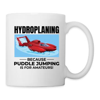 Wasserflugzeug Boot Rennen Humor Pfütze Springen Lustig - Tasse - Weiß - Rechts