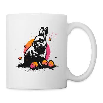 Hase in schwarz an Ostern - Tasse - Weiß - Rechts