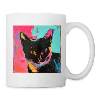 Chat, motif chat, pop art, cadeau, idée cadeau - Mug blanc - blanc - Droite