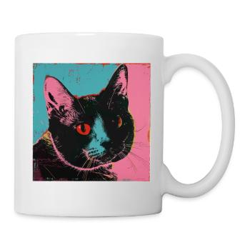 Katze, katzenmotiv, popart, geschenk, geschenkidee - Tasse - Weiß - Rechts