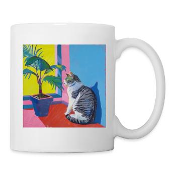 Chat, motif chat, pop art, cadeau, idée cadeau - Mug blanc - blanc - Droite