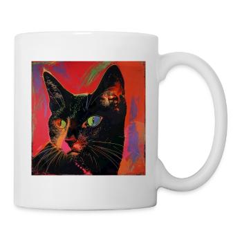 Katze, katzenmotiv, popart, geschenk, geschenkidee - Tasse - Weiß - Rechts