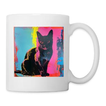 Katze, katzenmotiv, popart, geschenk, geschenkidee - Tasse - Weiß - Rechts