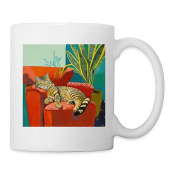 Chat, motif chat, pop art, cadeau, idée cadeau - Mug blanc - blanc - Droite