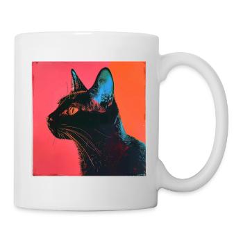 Katze, katzenmotiv, popart, geschenk, geschenkidee - Tasse - Weiß - Rechts