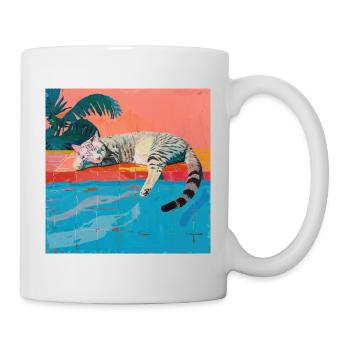 Chat, motif chat, pop art, cadeau, idée cadeau - Mug blanc - blanc - Droite