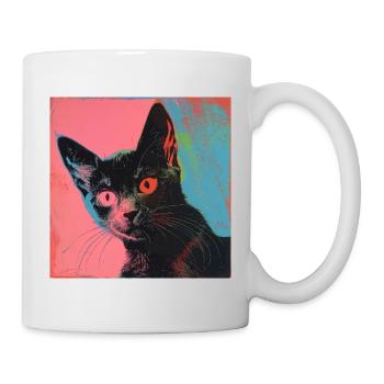 Katze, katzenmotiv, popart, geschenk, geschenkidee - Tasse - Weiß - Rechts