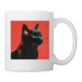 Katze, katzenmotiv, bunt, geschenk - Tasse - Weiß - Rechts