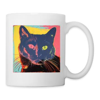 Katze, katzenmotiv, popart, geschenk, geschenkidee - Tasse - Weiß - Rechts