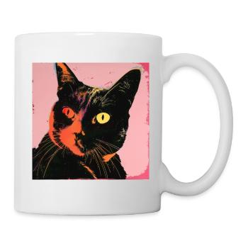 Chat, motif chat, pop art, cadeau, idée cadeau - Mug blanc - blanc - Droite