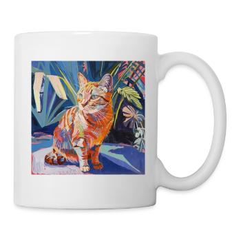 Chat, motif chat, pop art, cadeau, idée cadeau - Mug blanc - blanc - Droite