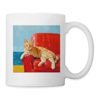 Katze, katzenmotiv, popart, geschenk, geschenkidee - Tasse - Weiß - Rechts