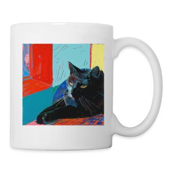 Chat, motif chat, pop art, cadeau, idée cadeau - Mug blanc - blanc - Droite