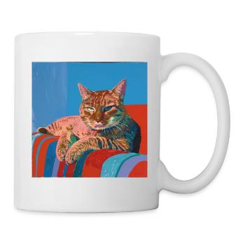 Katze, katzenmotiv, popart, geschenk, geschenkidee - Tasse - Weiß - Rechts