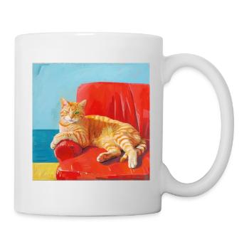 Katze, katzenmotiv, popart, geschenk, geschenkidee - Tasse - Weiß - Rechts