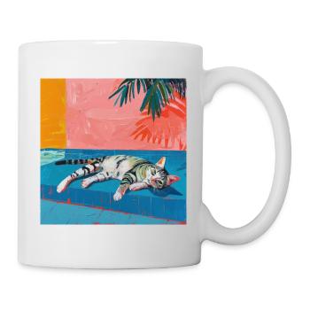 Katze, katzenmotiv, popart, geschenk, geschenkidee - Tasse - Weiß - Rechts