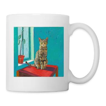 Katze, katzenmotiv, popart, geschenk, geschenkidee - Tasse - Weiß - Rechts