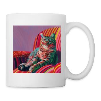Katze, katzenmotiv, popart, geschenk, geschenkidee - Tasse - Weiß - Rechts