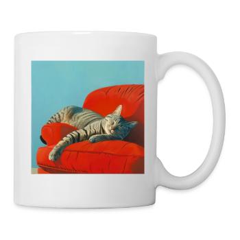Chat, motif chat, pop art, cadeau, idée cadeau - Mug blanc - blanc - Droite