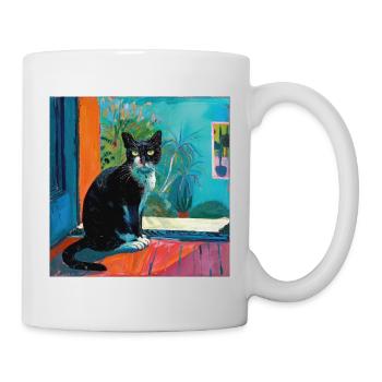 Katze, katzenmotiv, popart, geschenk, geschenkidee - Tasse - Weiß - Rechts