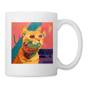 Katze, katzenmotiv, popart, geschenk, geschenkidee - Tasse - Weiß - Rechts