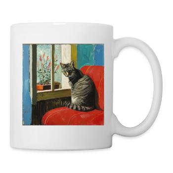 Chat, motif chat, pop art, cadeau, idée cadeau - Mug blanc - blanc - Droite
