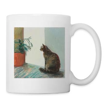 Chat, motif chat, pop art, cadeau, idée cadeau - Mug blanc - blanc - Droite