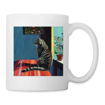 Chat, motif chat, pop art, cadeau, idée cadeau - Mug blanc - blanc - Droite