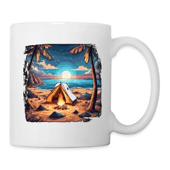 Forêt / Sauvage / Tente / Sauvage / Arbres / Vie - Mug blanc - blanc - Droite