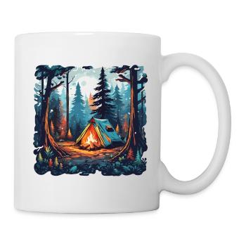 Forêt / Sauvage / Tente / Sauvage / Arbres / Vie - Mug blanc - blanc - Droite
