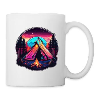 Forêt / Sauvage / Tente / Sauvage / Arbres / Vie - Mug blanc - blanc - Droite