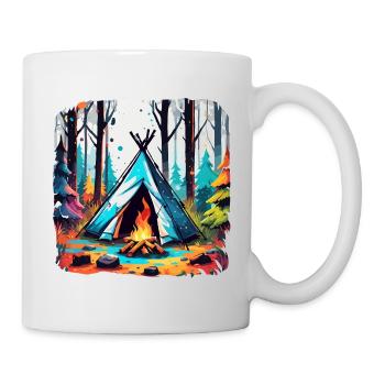 Forêt / Sauvage / Tente / Sauvage / Arbres / Vie - Mug blanc - blanc - Droite