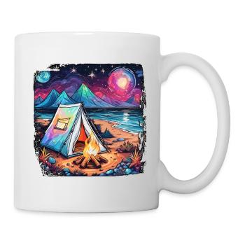 Forêt / Sauvage / Tente / Sauvage / Arbres / Vie - Mug blanc - blanc - Droite