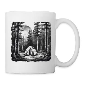 Forêt / Sauvage / Tente / Sauvage / Arbres / Vie - Mug blanc - blanc - Droite